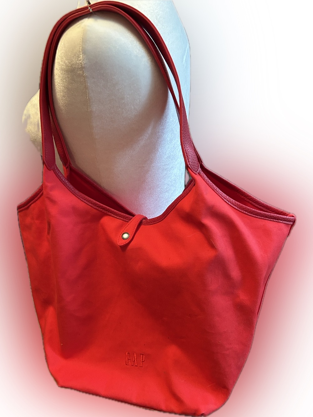 GAP Bright Red Canvas Tote with Double Straps. NWOT